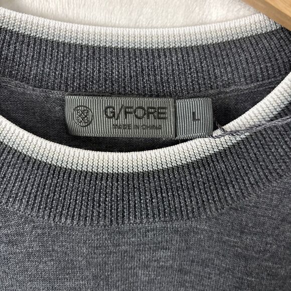 G/FORE Womens Layered 100% Wool Short Sleeve Polo Golf Sweater Grey Large NWT - Picture 4 of 7